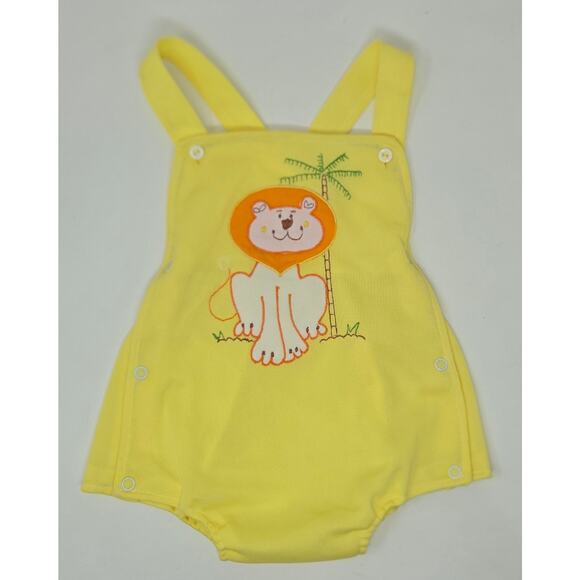 Vintage Healthtex Sun Suit Romper Jumper Yellow Lion Unisex 12 Month One Piece - Picture 1 of 9